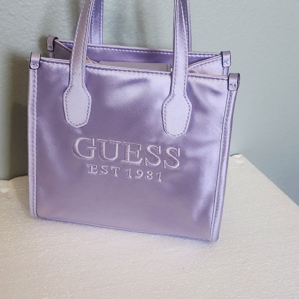Guess Silvana 2 Compartment Mini Tote Bag Violet - Picture 7 of 13